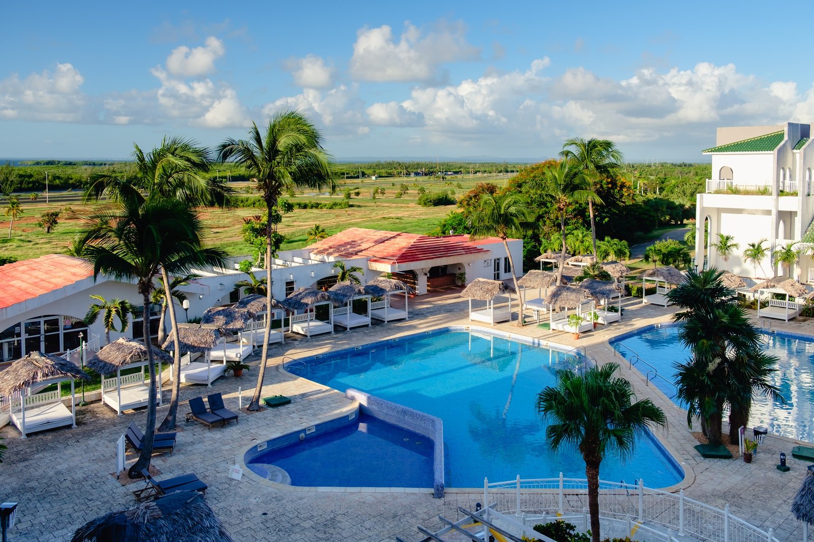 top view of the hotel pool