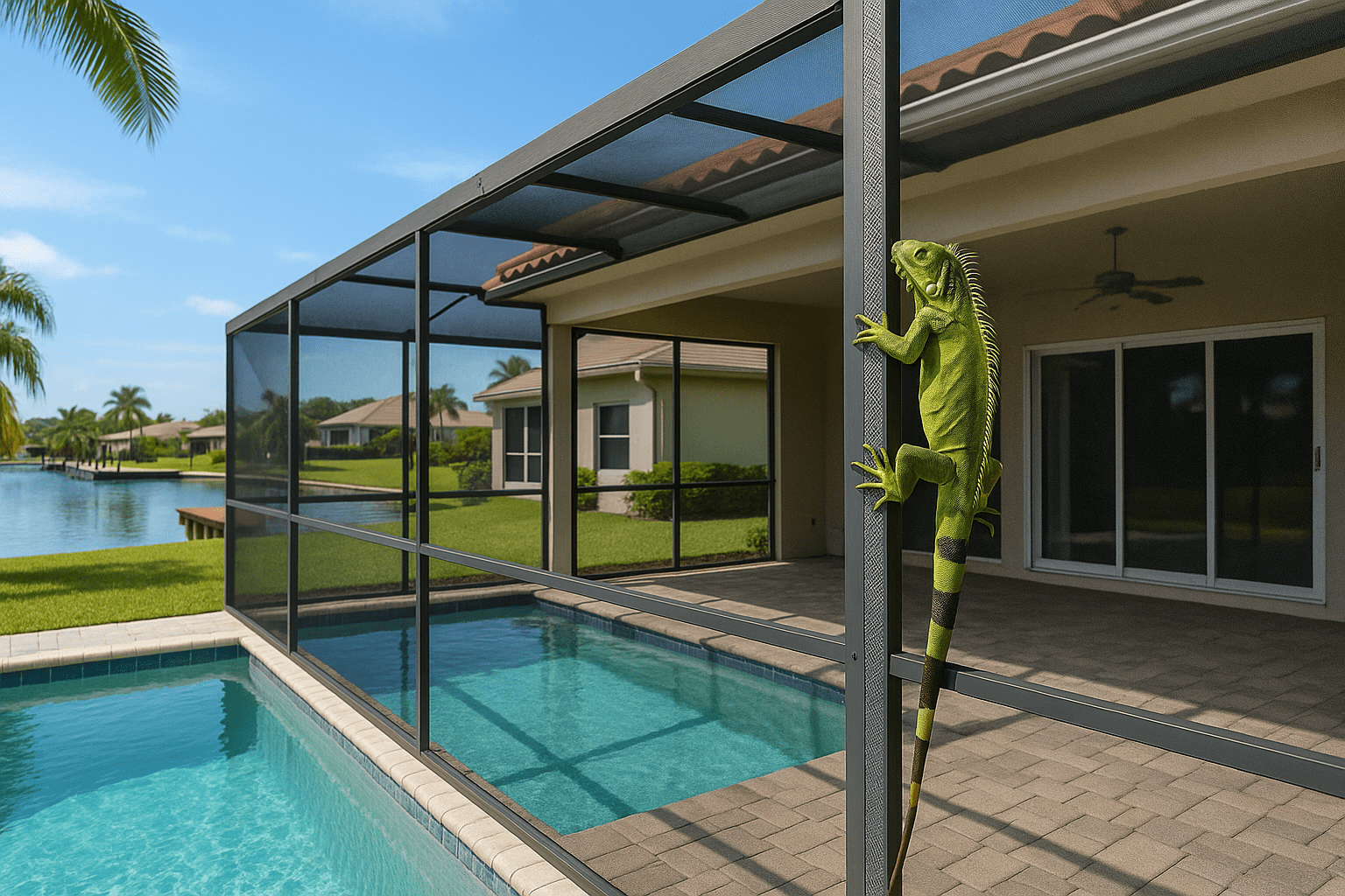 How to Stop Iguanas from Climbing Screen Enclosures by SoFlo Iguana Pros
