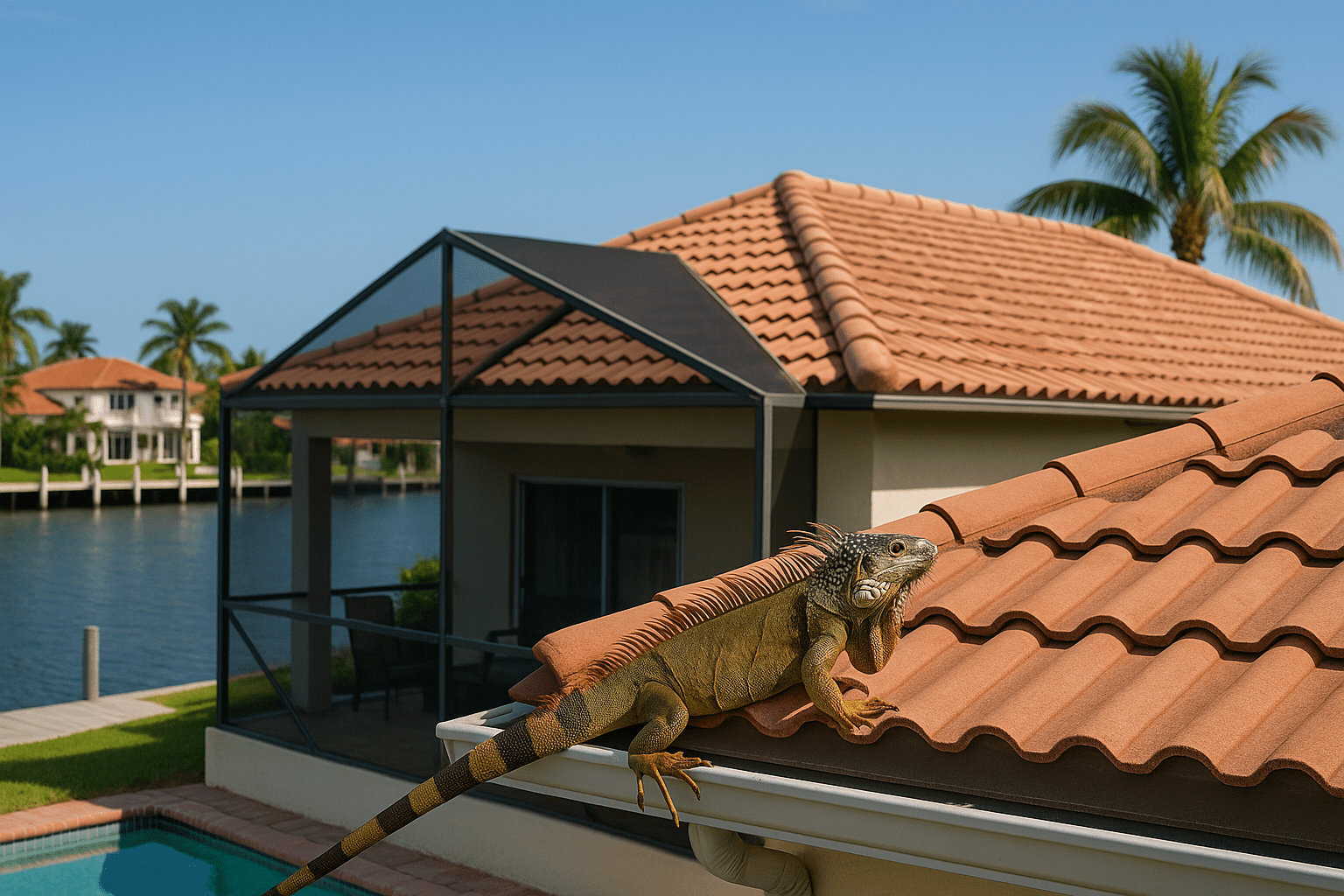 Iguana Removal from Roofs in Deerfield Beach by SoFlo Iguana Pros