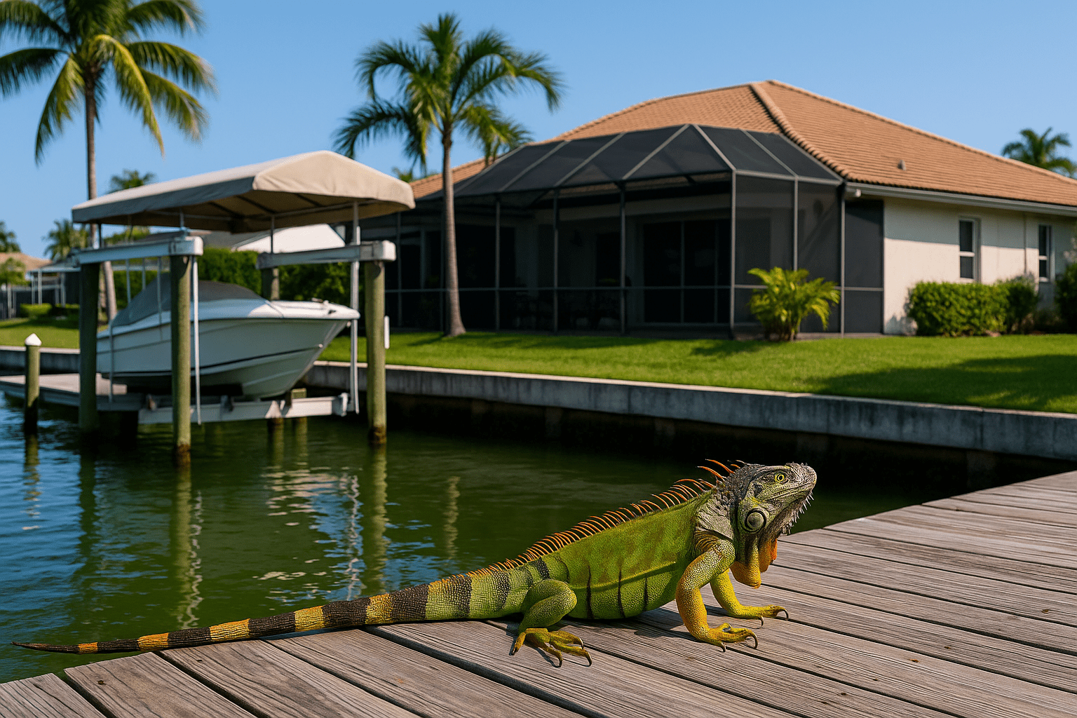 Iguanas Around My Boat by SoFlo Iguana Pros