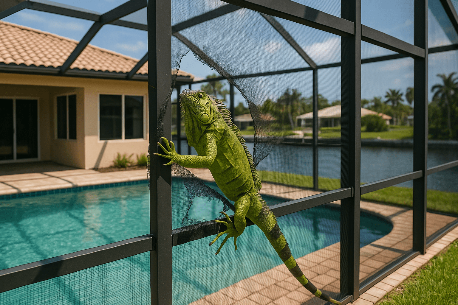 Iguanas Tearing My Pool Screen by SoFlo Iguana Pros